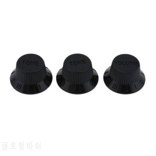 3pcs/pack Plastic Electric Guitar Volume Adjusting Rotary Knob Potentiometer with 6mm hole Cap Guitar Parts & Accessories Black