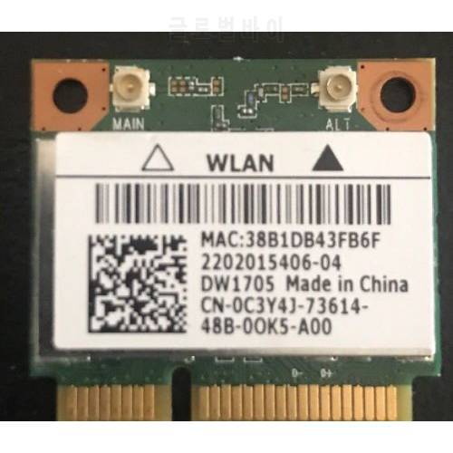 Card for Dell Wireless DW1705 WLAN WiFi 802.11 b/g/n + Bluetooth 4.0 Half-Height Mini-PCIe