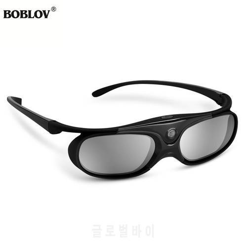 BOBLOV Active Shutter 3D Glasses DLP-Link USB Blue Compatible BenQ W1070 W700 Dell Projector 3D Glasses for Projector DLP