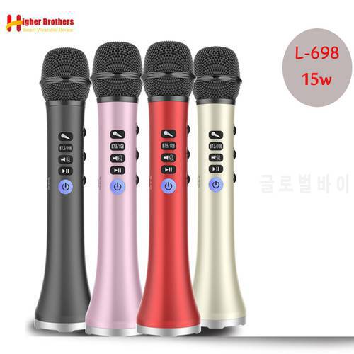 Professional 15W Portable Wireless Bluetooth Karaoke Microphone Speaker Home KTV Music Playing Singing Speaker For iOS/Androi