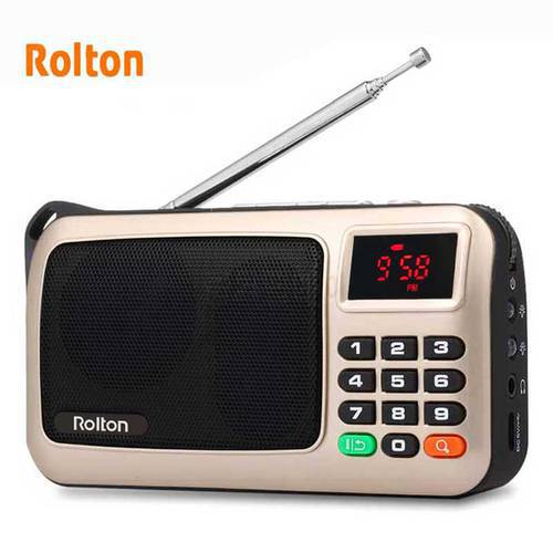 Rolton W405 Portable FM Radio USB Wired Computer Speaker Receiver LED Display Support TF Card Play With Flashlight Money Verify