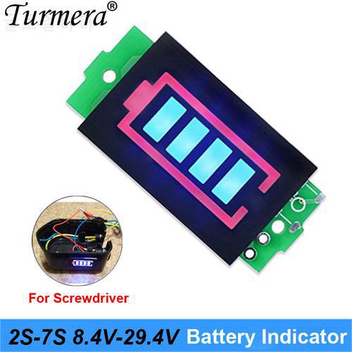 Battery indicator 2S 8.4V 3S 12.6V 4S 16.8V 5S 21V 6S 25.2V 2 to 7 Series Lithium Battery Capacity Module for shura screwdriver