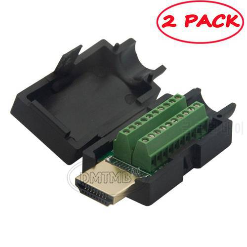 (2-Pack) HDMI male connector with screw, connector support HDMI 2.0