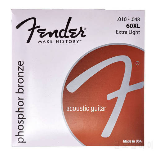 Fender 60XL Phosphor Bronze Acoustic Guitar Strings, Extra Light, 10-48