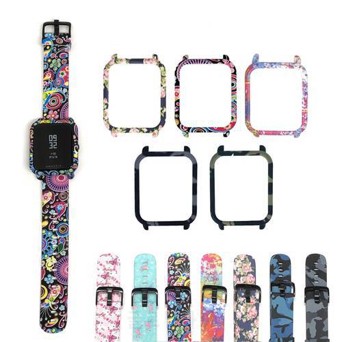 2 in 1 for Amazfit Bip Strap Watch Band+Protective PC Watch Case Cover Shell Frame Protector for Huami Amazfit Bip Accessories