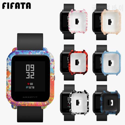FIFATA For Huami Amazfit Bip Youth Watch Pattern Soft TPU Protection Full Case Cover Camouflage Silicone Protector Cover Shell