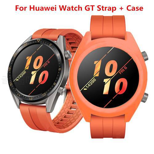 2in1 Silicone Watch Band + TPU Case Cover For Huawei Watch GT Active Strap For Huawei GT Smart Watch Replacement Accessories