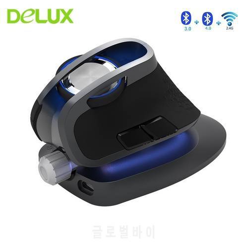Delux M618X Vertical Wireless Bluetooth 3.0 4.0 Mouse 2.4Ghz Ergonomic Rechargeable Laser Mause 6D Dual Mode Usb Computer Mice