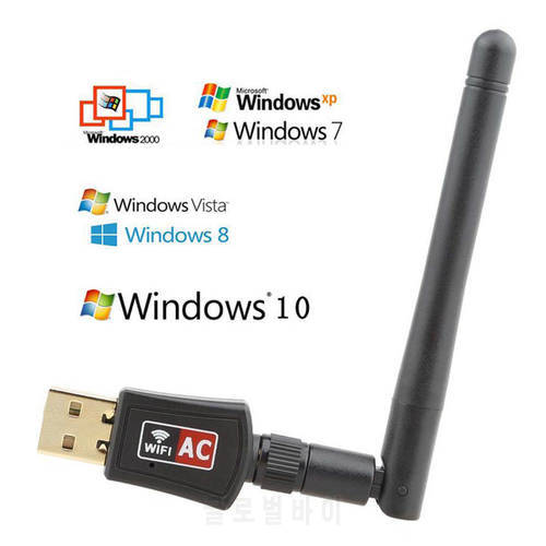 600Mbps Dual Band 2.4/5.8Ghz Wireless Lan USB WiFi Adapter 802.11AC with Antenna