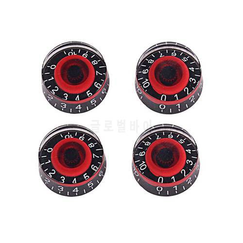 4pcs GD17A Guitar Knobs Acrylic Effect Pedal Guitar Control Amplifier Knobs for Electric Guitar Bass (Black and Red)