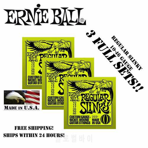 3 Packs Ernie Ball 2221 Regular Slinky Electric Strings Wound Set, .010 - .046 (3 Packs)
