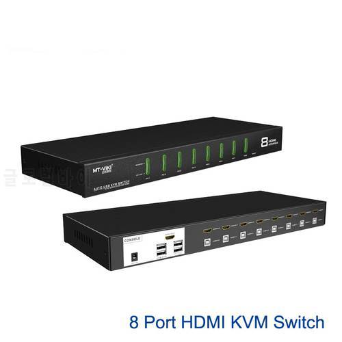 8 Port HDMI-compatible KVM Switch 4Kx2K Auto Hotkey EDID with Original Cable Set MT-0801HK