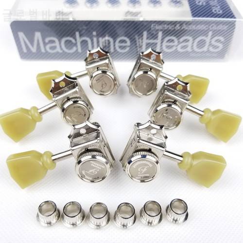 1 Set 3R3L Vintage Deluxe Locking Electric Guitar Machine Heads Tuners For LP SG Guitar Lock String Tuning Pegs Nickel