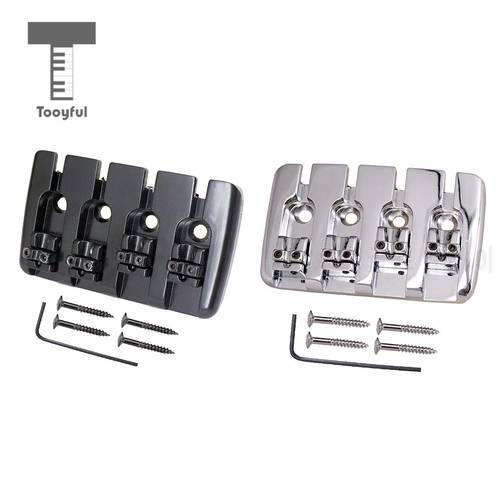 Tooyful Bass Bridge Tailpiece with Screws Wrench Guitar Accessories for 4 String Electric Bass Replacement Parts Black