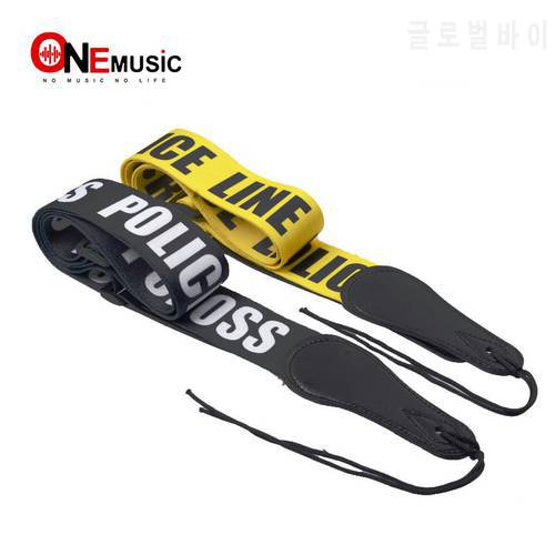 Police Line Gutiar Strap Adjustable Acoustic Guitar Strap bass Black-Yellow
