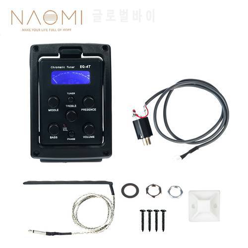 NAOMI EQ-4T 4 Band Pickup EQ Preamp with Tuner For Acoustic Guitar