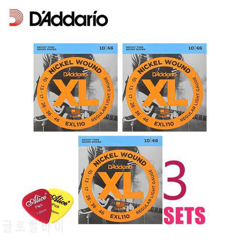 3 Packs D&39Addario DAddario Electric Guitar Strings XL Nickel Wound EXL110, 115, 120, 125, 3 Packs Set. Guitar Strings 10-46