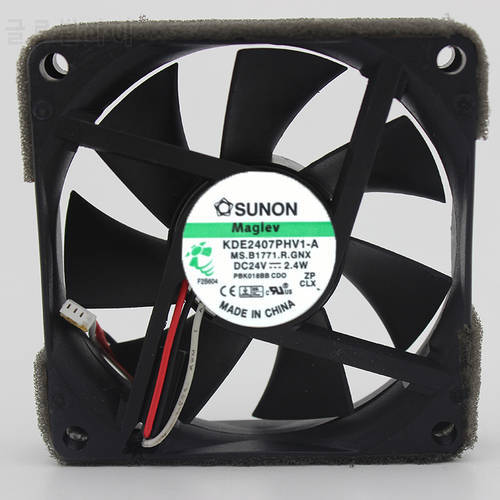 70mm fan original For Sunon 7CM 24V 2.4W KDE2407PHV1-A 3-wire cooling fan 7015