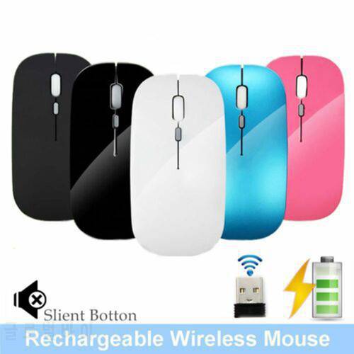 2.4GHz Receiver Rechargeable Lithium-ion Battery Wireless USB Mouse Silent Button Ultra Thin USB Optical Mice 1600 DPI For PC