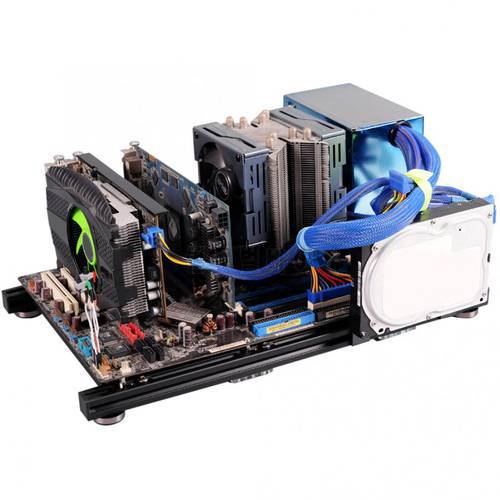 PC Case DIY Open Frame Computer Case Aluminum Alloy ATX Computer Overclocking Test Platform Support for 305x244mm Mainboard