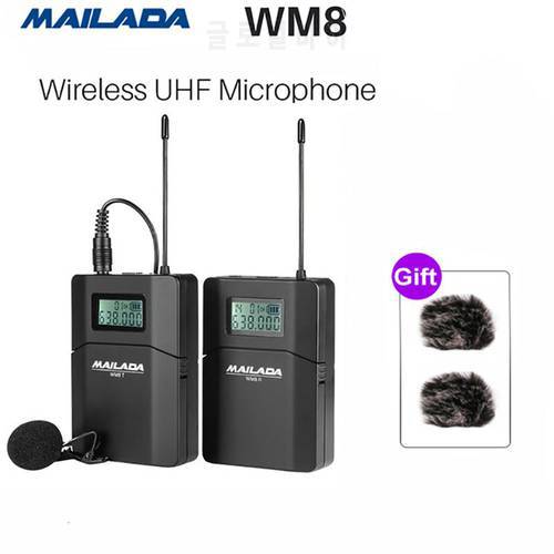 Mailada Professional UHF Wireless Lavalier Lapel Microphone System Bodypack Transmitter Lapel Mic Receiver for DSLR Smartphone