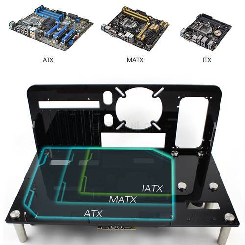 Computer Gaming Case ATX Micro ATX ITX Motherboard PC Cases DIY Mini Open Acrylic + Metal Frame Desktop Cases