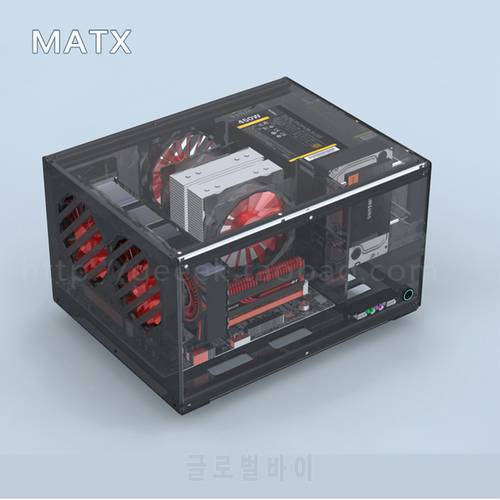 MATX Horizontal Computer Case Support ITX Motherboard DIY Desktop Cases Acrylic Transparent PC Cases