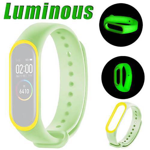 Luminous Silicone Soft Wristband Strap for Mi Band 4 Universal Silicone Luminous Belt Replacement for Xiaomi Mi Band 3 4 Strap