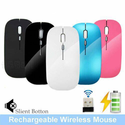 New 2.4GHz Rechargeable Wireless Mouse Silent Button Ultra Thin USB Optical Mice