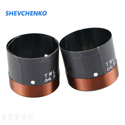 64.5mm Bass Voice Coil 300-450W Two Layer Black Aluminum Skeleton Round Copper Wire High Power Coil Woofer Repair 2PCS