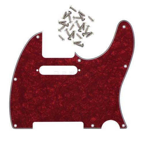 Free shipping 4Ply 8Holes Tele Guitar Pickguard Pickguard for Telecaster Style Ele.Guitar DIY replace+25pcs Screws(Red Pearl)