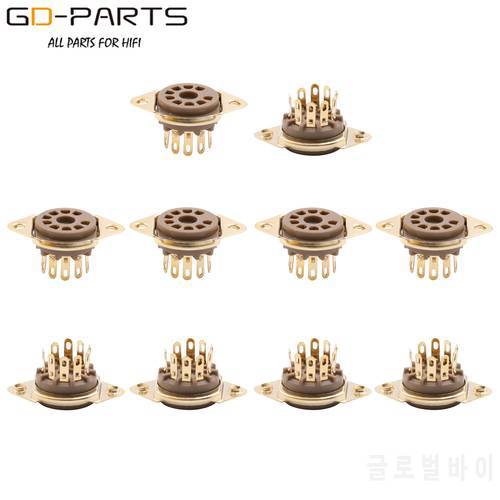 9 pin Bakelite Tube Socket Vacuum tube socket Gold Plated PCB Foot for 12AX7 12AU7 tube amplifier 10PCS