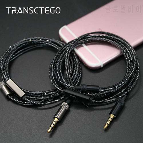 TRANSCTEGO Earphone Audio Cable 3.5mm Jack DIY with Microphone Repair Replacement Headphone oxygen-free copper earphone cables