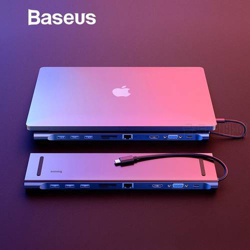 Baseus USB HUB Multi USB C HUB to VGA RJ45 HD USB Hub 3.0 for MacBook Pro Type C HUB 11 Ports USB Splitter Laptop PC Accessories