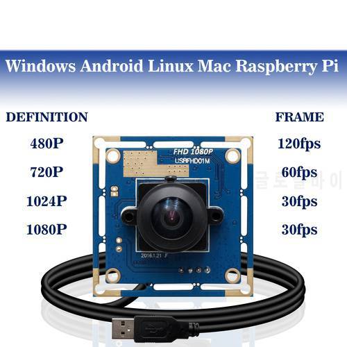 180 degree Fisheye Lens 2Megapixel 1920*1080P Webcam Camera Module Wide Angle USB Camera Module for Android Linux Windows MAC