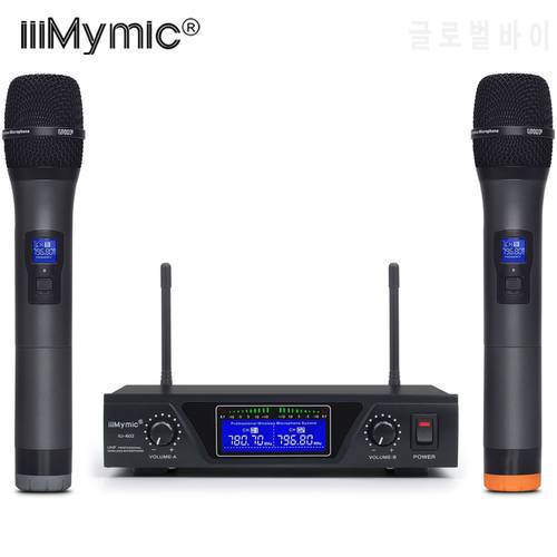IU-602 UHF Dual Channel 2 Metal Handheld Mic Transmitter Professional Long Range Wireless Microphone System for Karaoke Speech