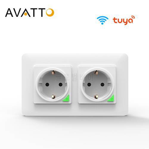 AVATTO Tuya 16A EU WiFi Smart Wall Socket, Smart Life APP Remote Control Wifi Power Plug Smart Outlet Work for Google Home Alexa