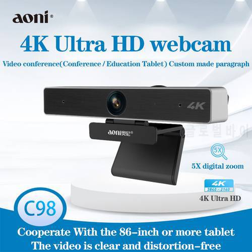 Aoni C98 HD webcam 4k autofocus For Video Conference streaming Recording with microphone,5X Digital Zoom Web Camera for computer