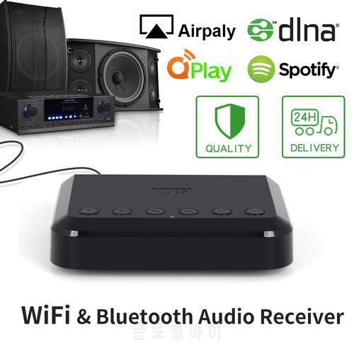 WIFI Wireless Audio Receiver Multiroom Bluetooth 5.0 Music Adapter for Optical HiFi Speakers System Airplay Spotify DLNA WR320