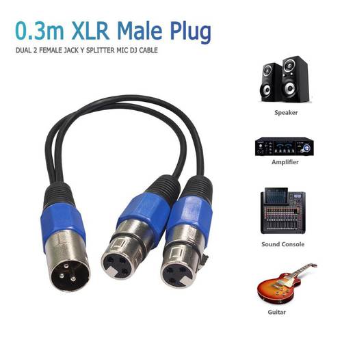 0.3m XLR to 2XLR Male to Female Audio Cable Wire for Microphone Mixer Amplifier The Housing Plug Is Beautiful And Durable