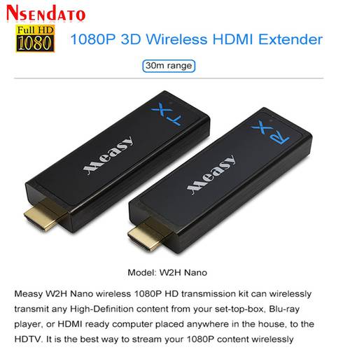 W2H NANO 1080P 30m 100FT Wireless transmission WIFI HD Extender Transmitter HD Sender transmission Kit For PC PS4 DVD Projector