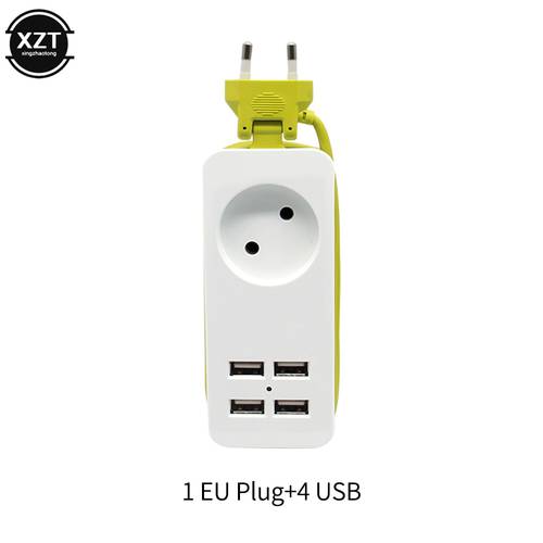 EU Plug Power Strip Wall Multiple Socket Portable 4 USB Port for Mobile Phones 1200W 250V,1.5m Cable for Smartphones Tablets