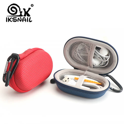 IKSNAIL Headphone Headset Case Earphone Earbuds Box With Hook Portable Storage for Memory Card USB Cable Organizer Mini Cute Bag