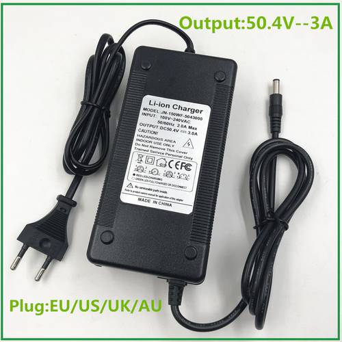 50.4V 3A Lithium Li-ion Battery Charger For 44.4V Lipo Bike Power Tool Scooter Battery Pack With Cooling Fan High Quality Strong