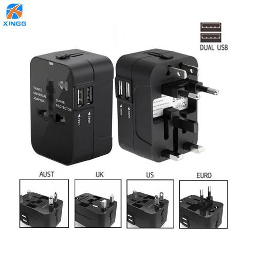 Universal USB Travel Adapter All in One International Plug Adapter World With Dual USB Conver Wall Plug Adapter CE Certification