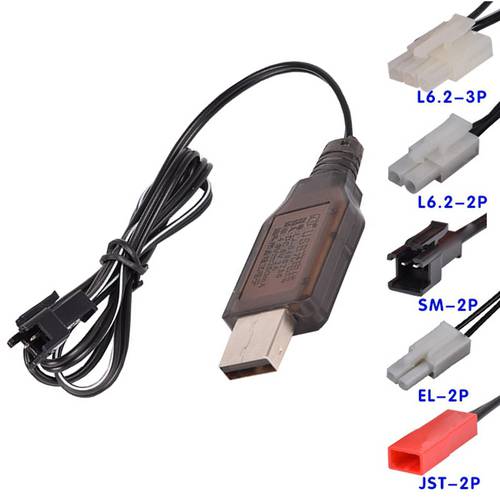 4.8V 250mA USB charger EL-2P/JST-2P/L6.2-2P/3.5MM/SM-2P Plug For RC Toys Cars Boats Parts 4.8v Ni-Cd Ni-MH Batteries Pack