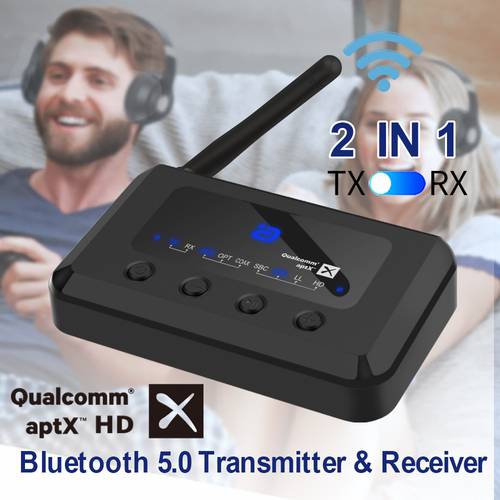 Wireless Bluetooth 5.0 HD Audio receiver transmitter aptX LL /HD 2-In-1 Audio Adapter for TV/Speakers Optical Coaxial 3.5m MR265