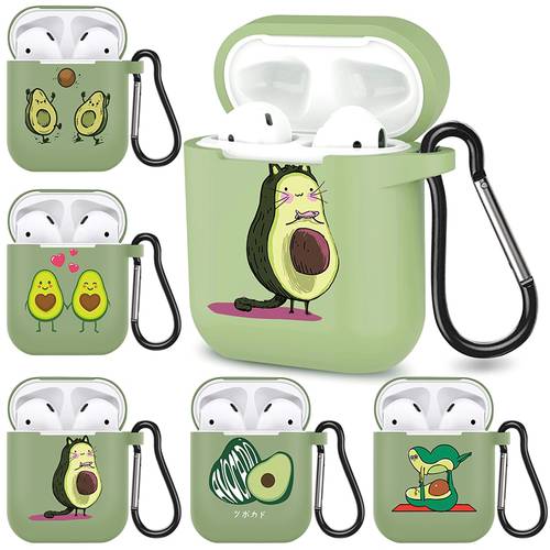 Summer Avocado Soft Silicone Cases For Airpods 1/2 Protective Headphone Wireless Earphone Cover For Apple Air Pods Charging Box