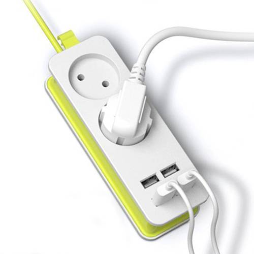 EU Plug Power Strip 2 AC Plug Travel Adapter 1200W Multiple Portable 4 USB Port Charger Socket 1.5m for Smartphones Tablets