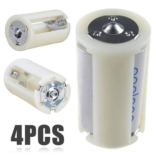 4PCS Translucent AA to Size D Battery Converter Adapter Case AA Battery Case Adapter Converter Holder Switcher Case Box Storage